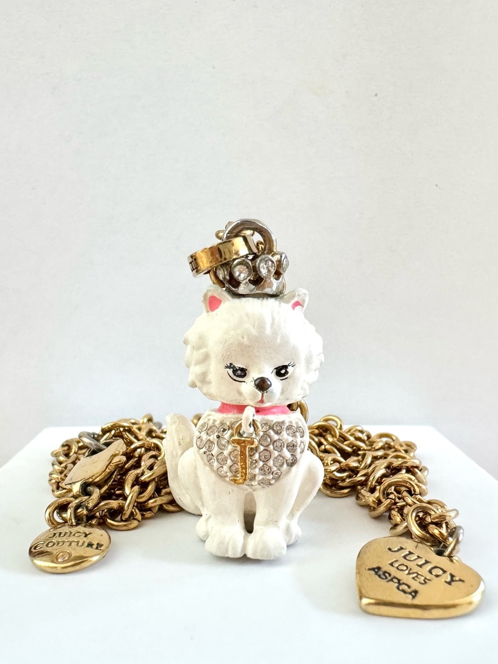 RARE Vintage 2007 Juicy Couture x ASPCA White Cat Kitty Pendant Necklace Y2K